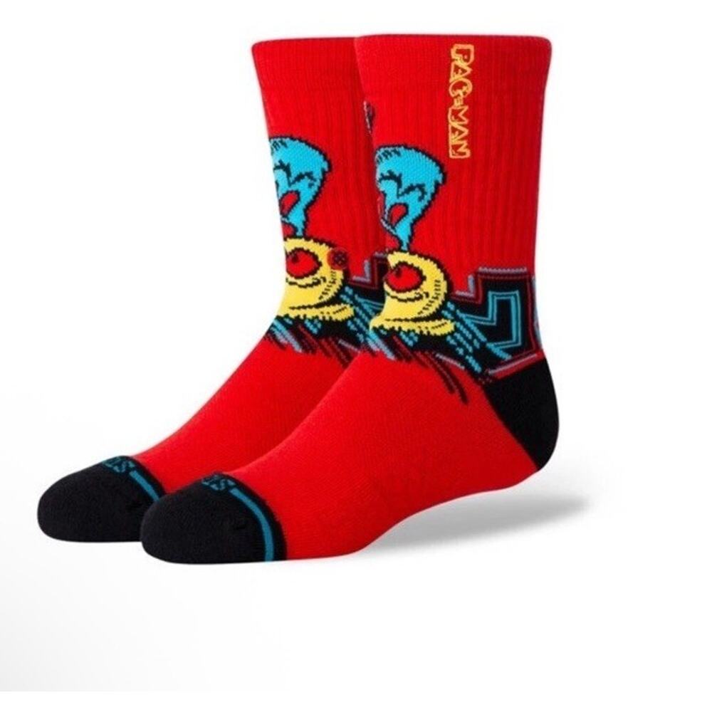 PAC-MAN X STANCE WAKA WAKA WAKA KIDS CREW SOCKS YOUTH LARGE SHOE SIZE 3-5.5